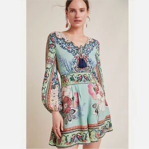 Farm Rio for Anthropologie Bohemian Caversham Floral Print Romper